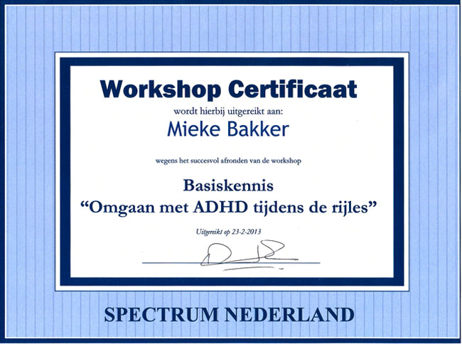 certificaat ADHD